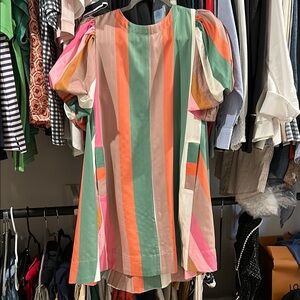 ENTRO OVERSIZED Colorful Striped Dress SMALL
